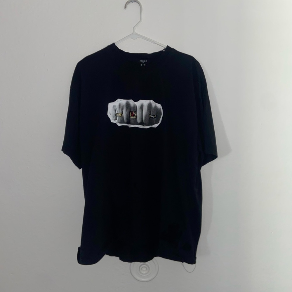 Forever 21 blinged out fingers graphic tee grunge y2k top shortsleeve punk shirt